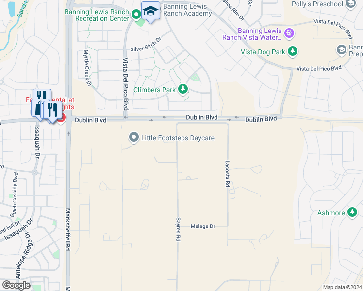 map of restaurants, bars, coffee shops, grocery stores, and more near 6375 Sayres Road in Colorado Springs