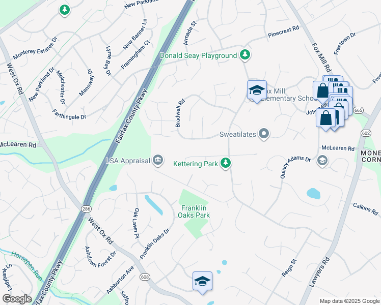 map of restaurants, bars, coffee shops, grocery stores, and more near 12826 Kettering Drive in Herndon