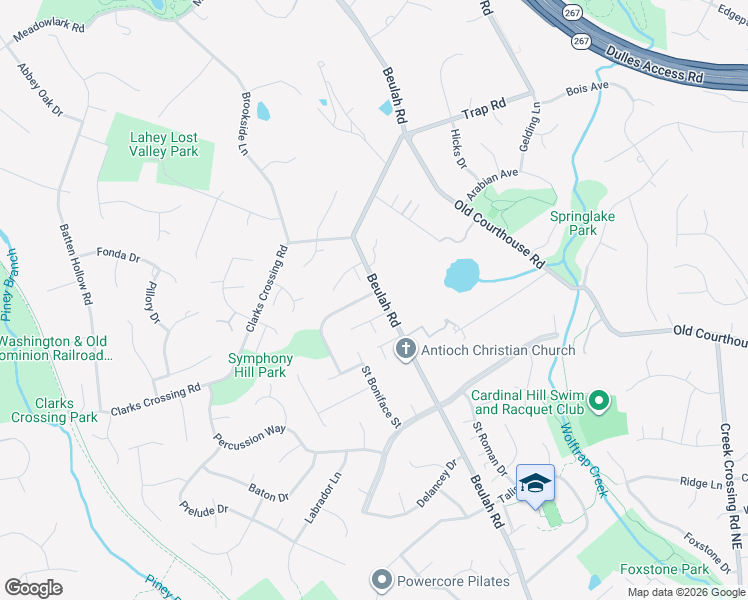 map of restaurants, bars, coffee shops, grocery stores, and more near 9501 Liberty Tree Lane in Vienna