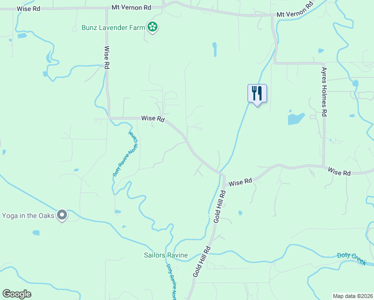 map of restaurants, bars, coffee shops, grocery stores, and more near 6129 Wise Road in Newcastle