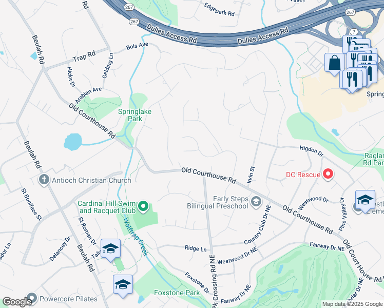 map of restaurants, bars, coffee shops, grocery stores, and more near 9081 Best Bower Court in Vienna