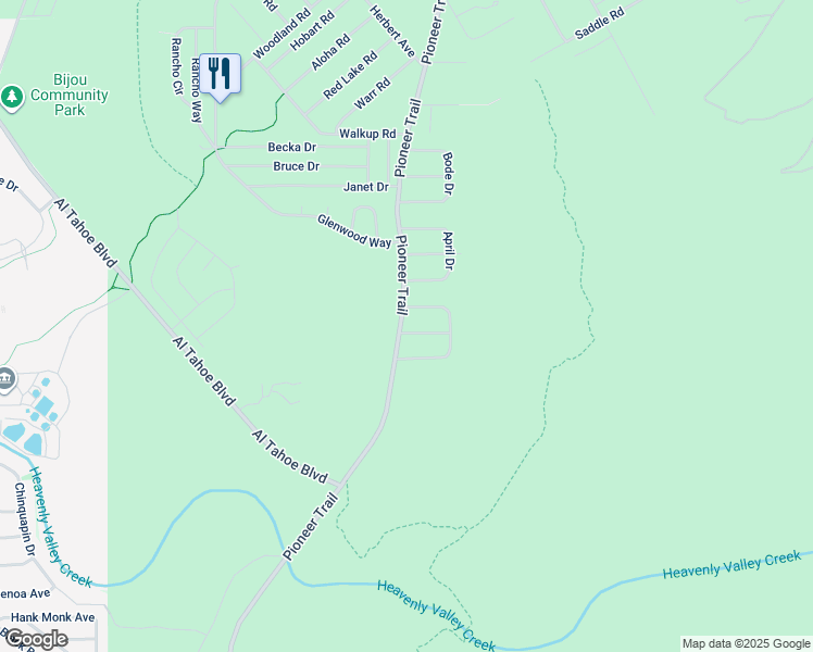 map of restaurants, bars, coffee shops, grocery stores, and more near 3463 Norma Street in South Lake Tahoe