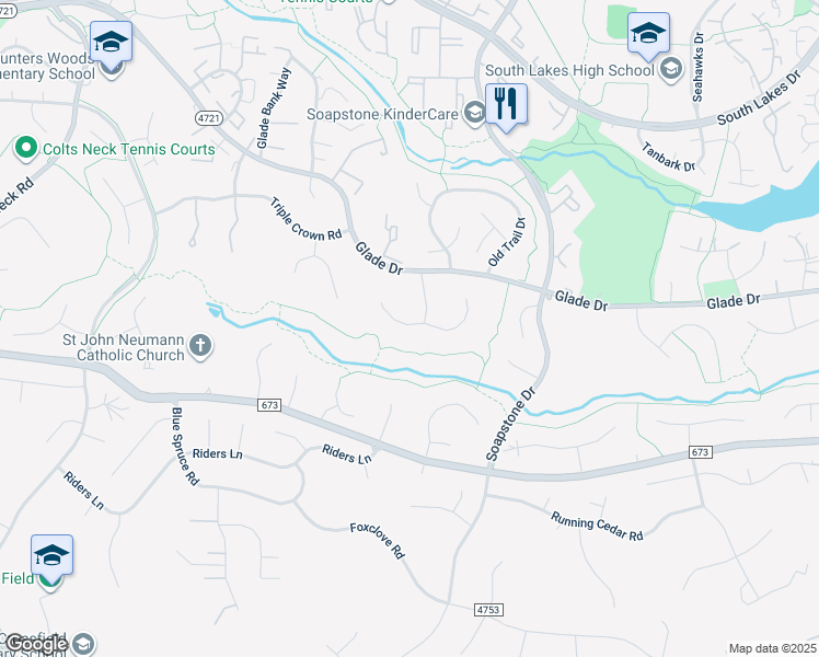 map of restaurants, bars, coffee shops, grocery stores, and more near 11621 Sourwood Lane in Reston