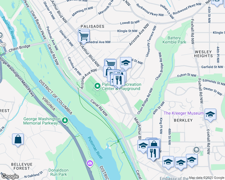 map of restaurants, bars, coffee shops, grocery stores, and more near 5113 Sherier Place Northwest in Washington