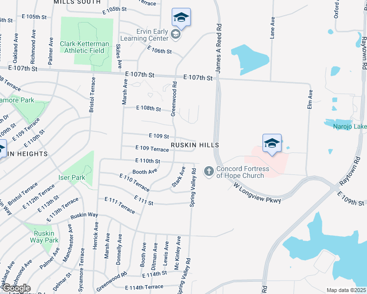 map of restaurants, bars, coffee shops, grocery stores, and more near 8706 East 109 Terrace in Kansas City