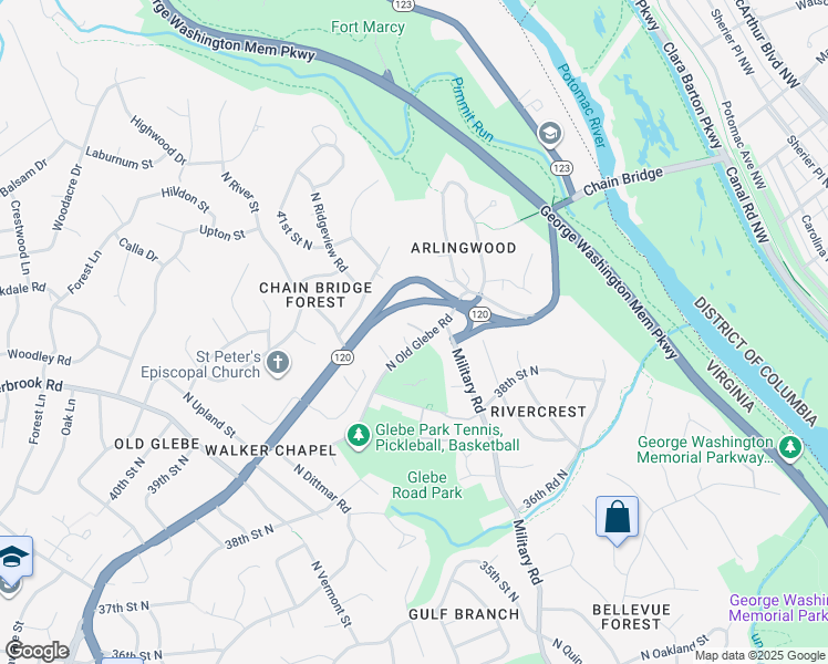 map of restaurants, bars, coffee shops, grocery stores, and more near 3810 North Randolph Court in Arlington
