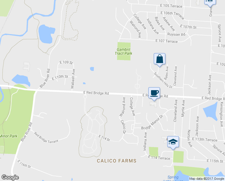 map of restaurants, bars, coffee shops, grocery stores, and more near 2900 East Red Bridge Road in Kansas City