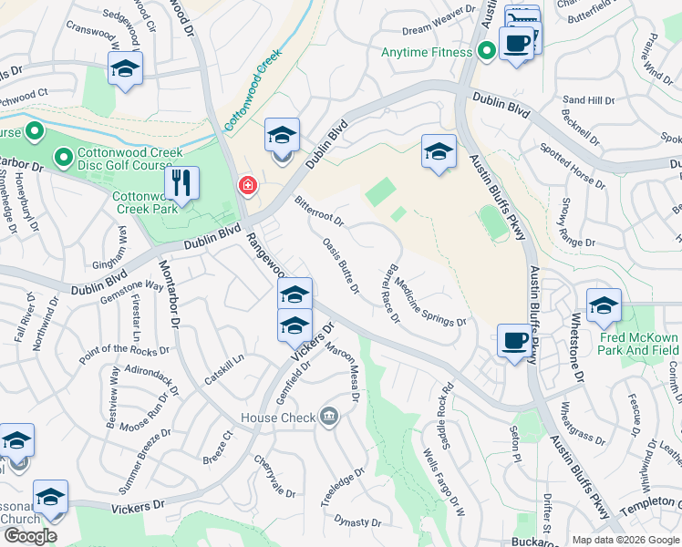 map of restaurants, bars, coffee shops, grocery stores, and more near 6666 Oasis Butte Drive in Colorado Springs