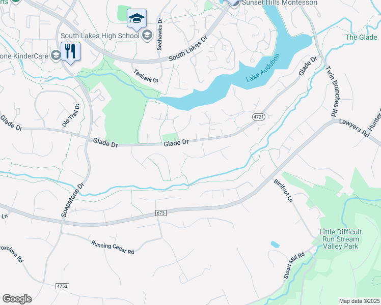 map of restaurants, bars, coffee shops, grocery stores, and more near 11228 Hunting Horn Lane in Reston