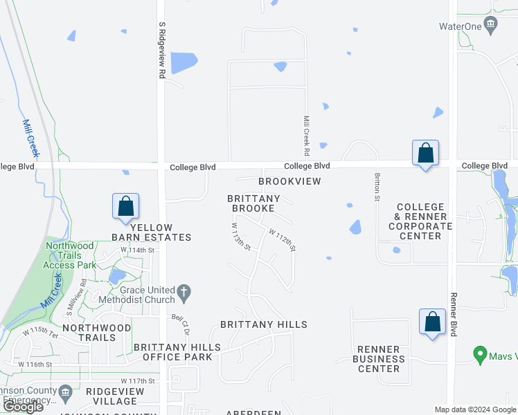 map of restaurants, bars, coffee shops, grocery stores, and more near 11188 South Penrose Street in Olathe