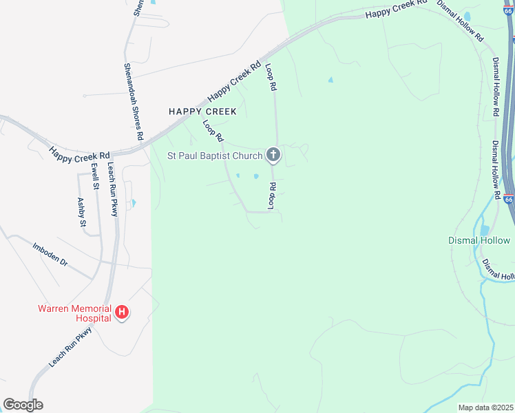 map of restaurants, bars, coffee shops, grocery stores, and more near 413 Loop Road in Front Royal