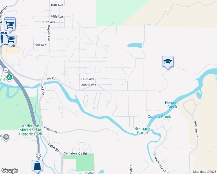map of restaurants, bars, coffee shops, grocery stores, and more near 2nd Street in Clearlake