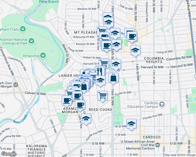 map of restaurants, bars, coffee shops, grocery stores, and more near 101 Independence Avenue Southeast in Washington