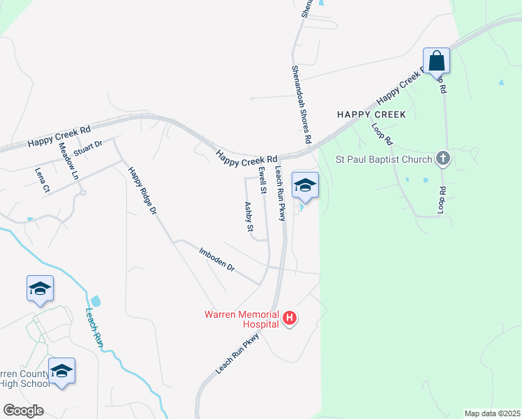 map of restaurants, bars, coffee shops, grocery stores, and more near 1113 Ewell Street in Front Royal