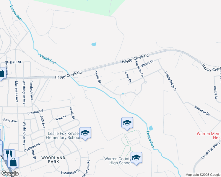 map of restaurants, bars, coffee shops, grocery stores, and more near 548 Lewis Street in Front Royal