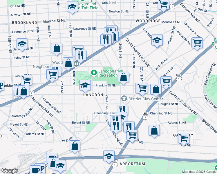 map of restaurants, bars, coffee shops, grocery stores, and more near 101 Independence Avenue Southeast in Washington