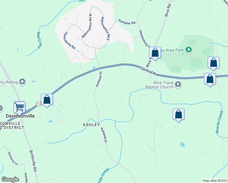 map of restaurants, bars, coffee shops, grocery stores, and more near 3514 Williamsburg Road in Davidsonville