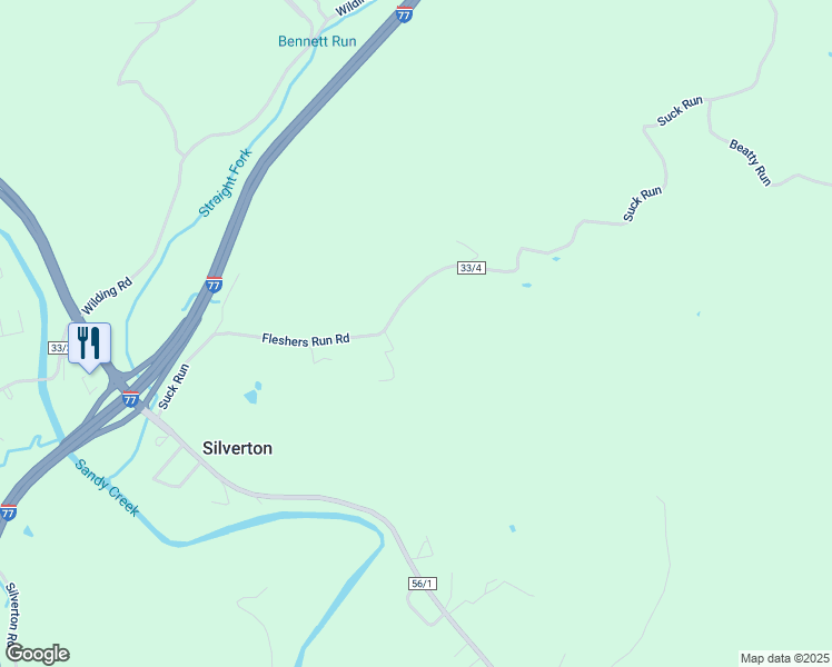 map of restaurants, bars, coffee shops, grocery stores, and more near 572 Fleshers Run Road in Ravenswood