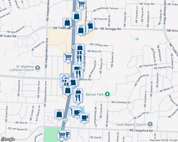 map of restaurants, bars, coffee shops, grocery stores, and more near 706 Northeast Westwind Drive in Lee's Summit