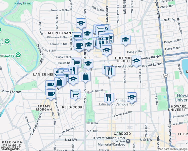 map of restaurants, bars, coffee shops, grocery stores, and more near 101 Independence Avenue Southeast in Washington