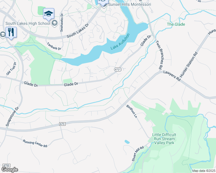 map of restaurants, bars, coffee shops, grocery stores, and more near 11201 Hunting Horn Lane in Reston