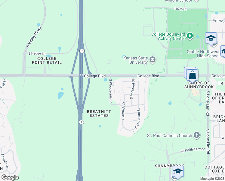 map of restaurants, bars, coffee shops, grocery stores, and more near 11252 South McCoy Street in Olathe