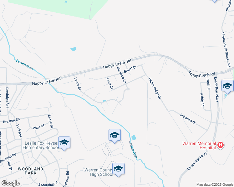 map of restaurants, bars, coffee shops, grocery stores, and more near 545 Eric Court in Front Royal