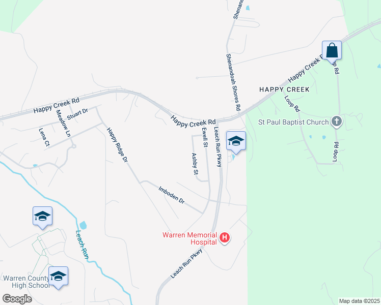 map of restaurants, bars, coffee shops, grocery stores, and more near 1111 Ashby Street in Front Royal