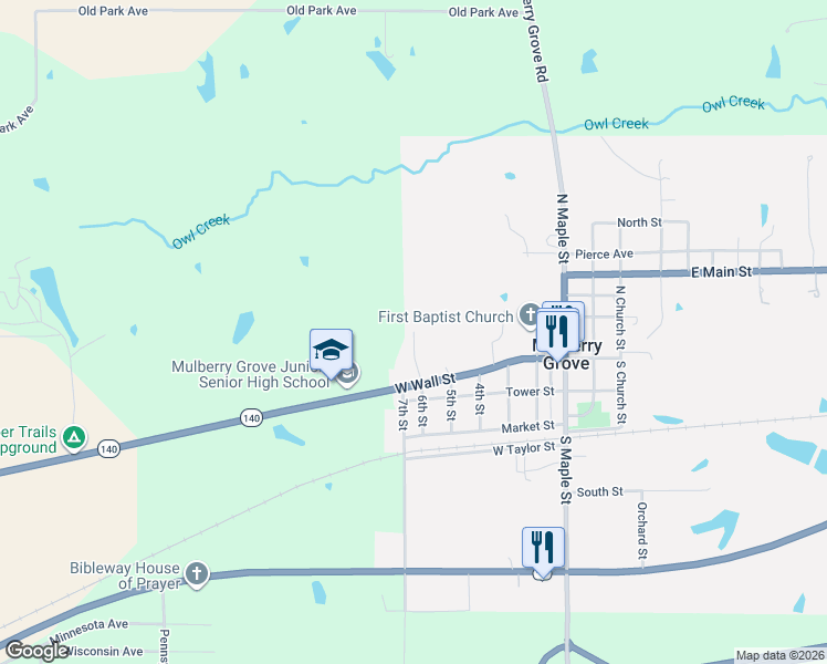 map of restaurants, bars, coffee shops, grocery stores, and more near 101 6th Street in Mulberry Grove