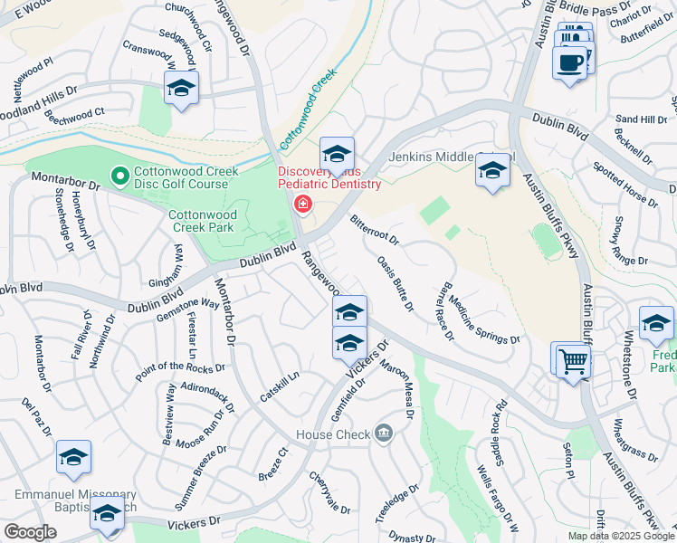 map of restaurants, bars, coffee shops, grocery stores, and more near 4125 Brookside Mesa View in Colorado Springs