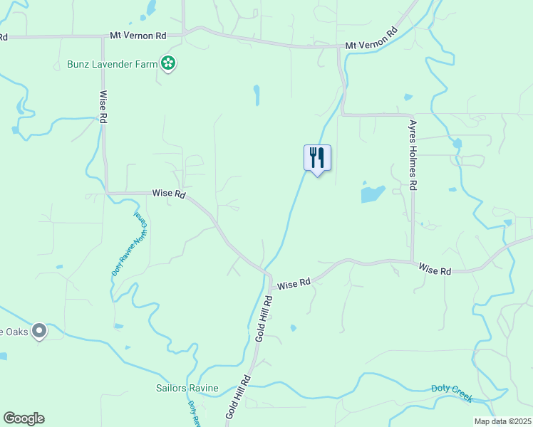 map of restaurants, bars, coffee shops, grocery stores, and more near 6181 Wise Road in Newcastle