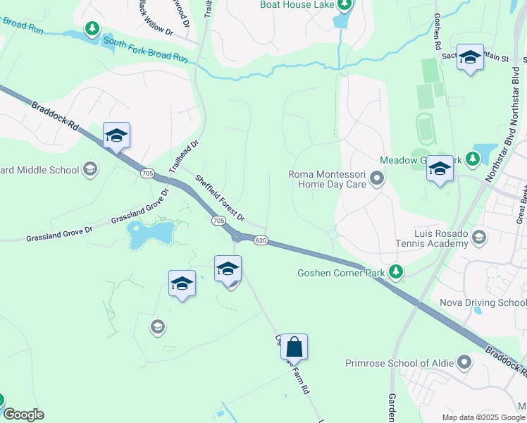 map of restaurants, bars, coffee shops, grocery stores, and more near 24985 Greengage Place in Aldie