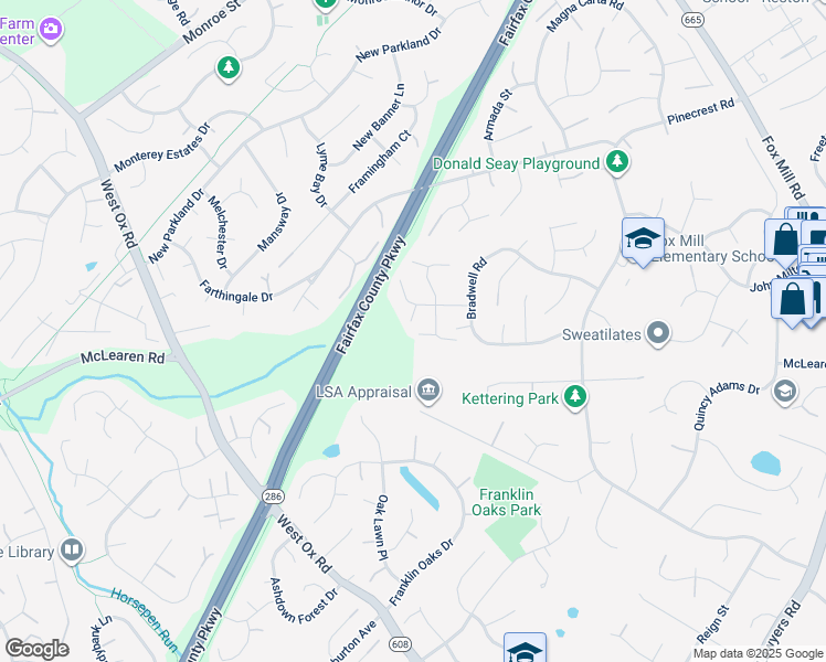 map of restaurants, bars, coffee shops, grocery stores, and more near 2728 Wrexham Court in Herndon