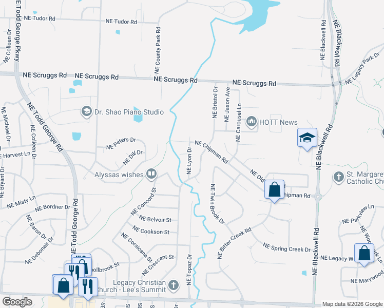 map of restaurants, bars, coffee shops, grocery stores, and more near 809 Northeast Lyon Drive in Lee's Summit