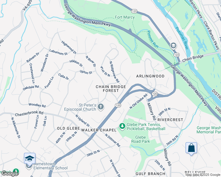 map of restaurants, bars, coffee shops, grocery stores, and more near 3977 North River Street in Arlington