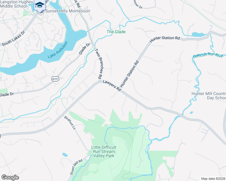 map of restaurants, bars, coffee shops, grocery stores, and more near 10900 Hunter Station Road in Vienna