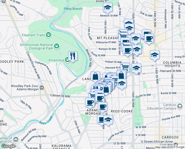 map of restaurants, bars, coffee shops, grocery stores, and more near 1801 Clydesdale Place Northwest in Washington
