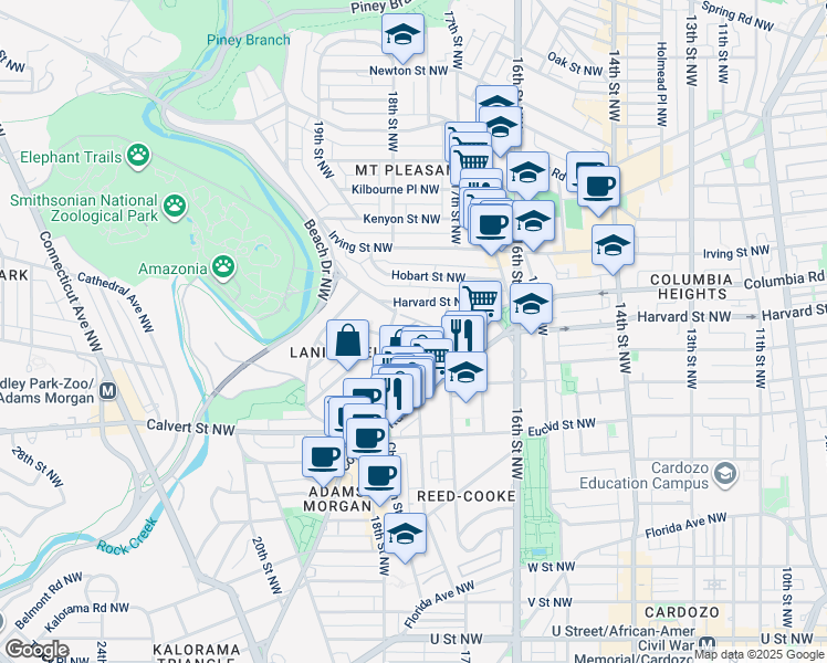 map of restaurants, bars, coffee shops, grocery stores, and more near 101 Independence Avenue Southeast in Washington