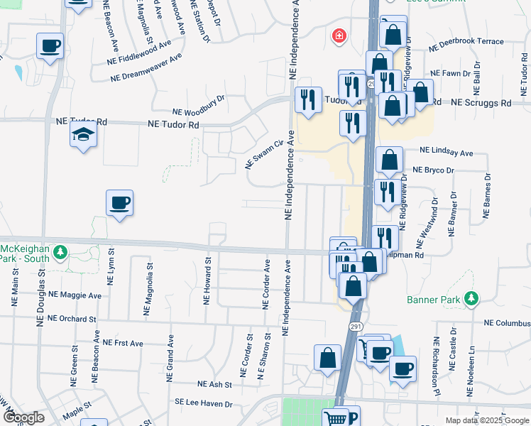 map of restaurants, bars, coffee shops, grocery stores, and more near 617 English Manor Drive in Lee's Summit