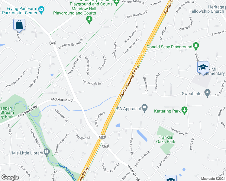 map of restaurants, bars, coffee shops, grocery stores, and more near 12963 Pinecrest View Court in Herndon