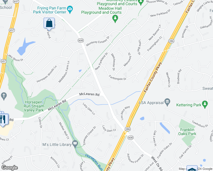 map of restaurants, bars, coffee shops, grocery stores, and more near 13102 Mares Neck Lane in Herndon