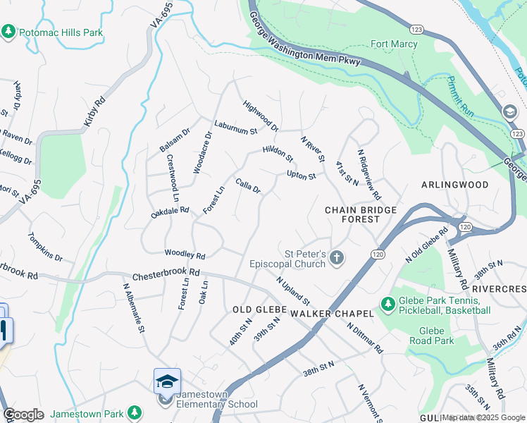 map of restaurants, bars, coffee shops, grocery stores, and more near 1603 Brookside Road in McLean