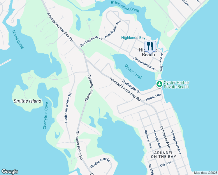 map of restaurants, bars, coffee shops, grocery stores, and more near 1227 Cross Road in Annapolis
