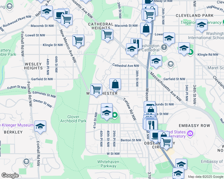 map of restaurants, bars, coffee shops, grocery stores, and more near 3921 Fulton Street Northwest in Washington