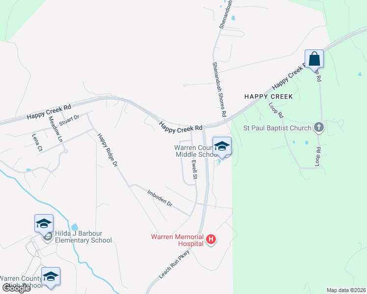 map of restaurants, bars, coffee shops, grocery stores, and more near 1106 Ashby Street in Front Royal