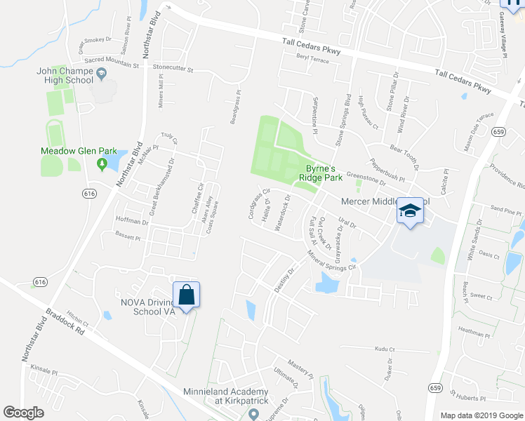 map of restaurants, bars, coffee shops, grocery stores, and more near 24971 Halite Drive in Stone Ridge
