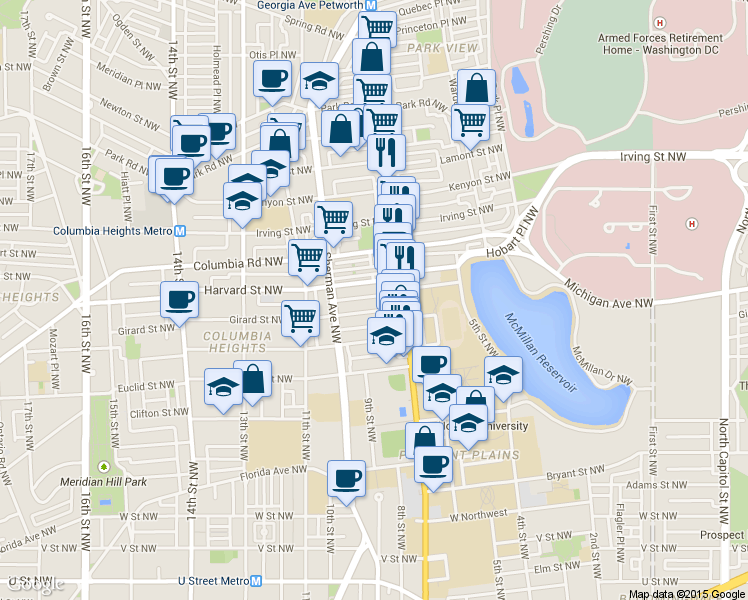 map of restaurants, bars, coffee shops, grocery stores, and more near 101 Independence Avenue Southeast in Washington