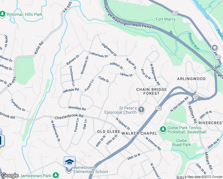 map of restaurants, bars, coffee shops, grocery stores, and more near 1603 Brookside Road in McLean