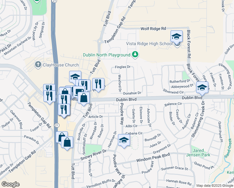 map of restaurants, bars, coffee shops, grocery stores, and more near in Colorado Springs