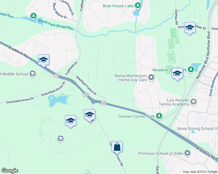 map of restaurants, bars, coffee shops, grocery stores, and more near 24974 Greengage Place in Aldie